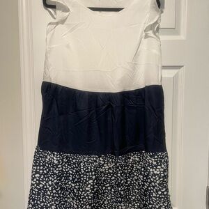 Two-Tone Navy and White Tiered Dress